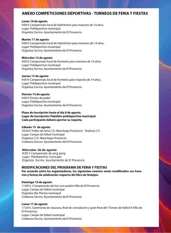 Anexo «Feria y fiestas 2015»