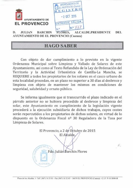 Bando para el desbroce y limpieza de solares