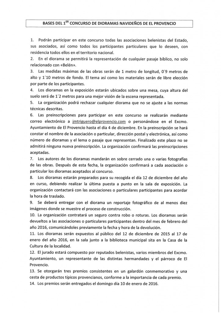 Publicadas las bases del I CONCURSO DE DIORAMAS NAVIDEÑOS
