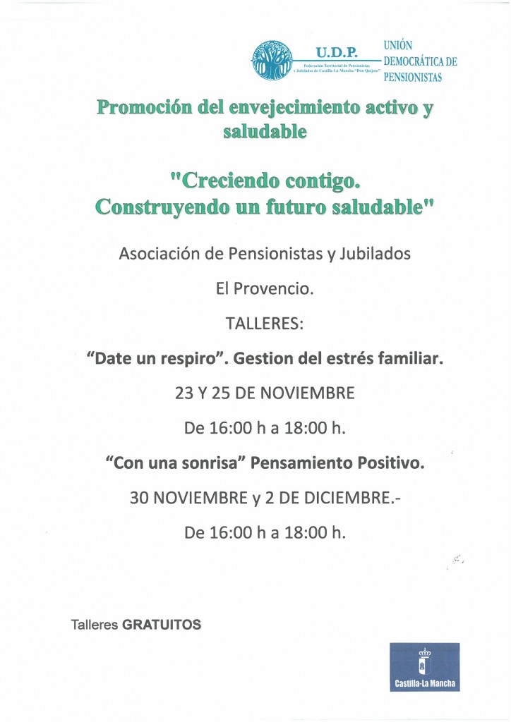 Talleres gratuitos ofertados por el Club de la Tercera Edad de El Provencio
