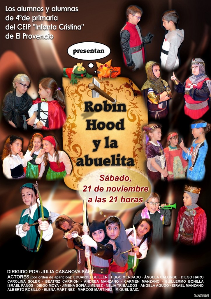Los alumnos de 4º de Primaria del CEIP Infanta Cristina representarán la obra «Robin Hood y la abuelita»