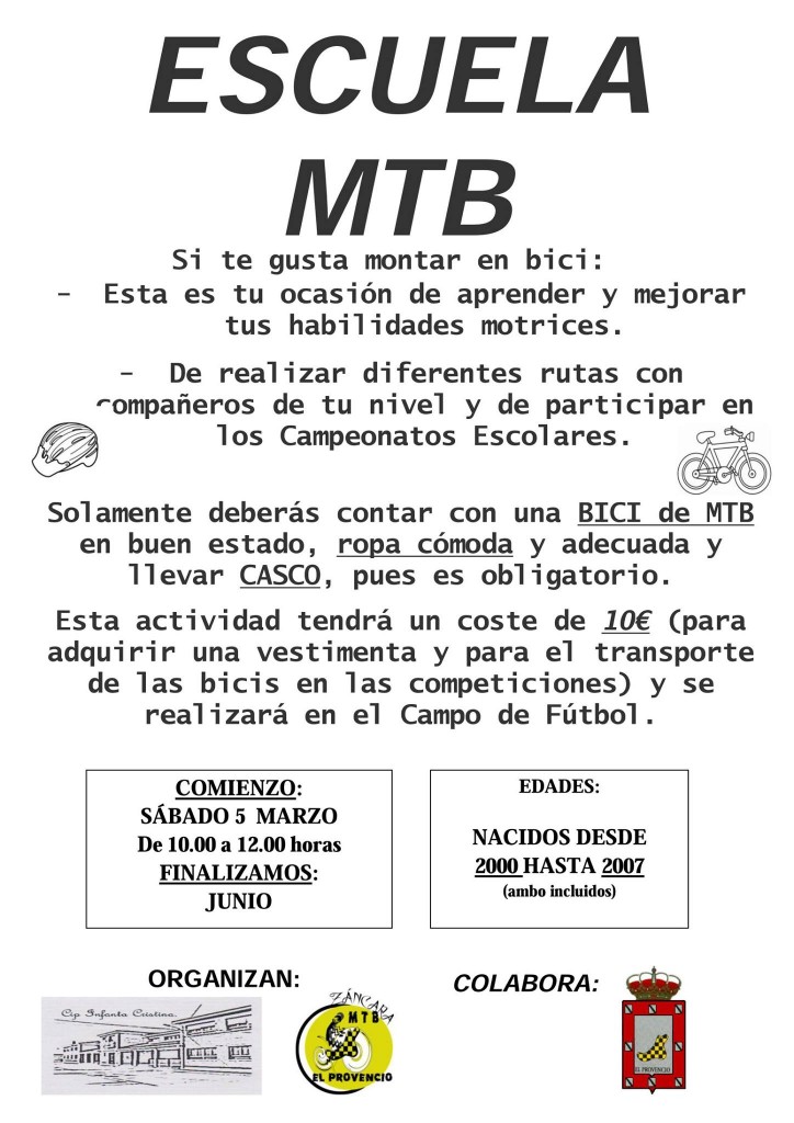 El Club Ciclista Záncara MTB comienza una nueva temporada de la ESCUELA DE MTB