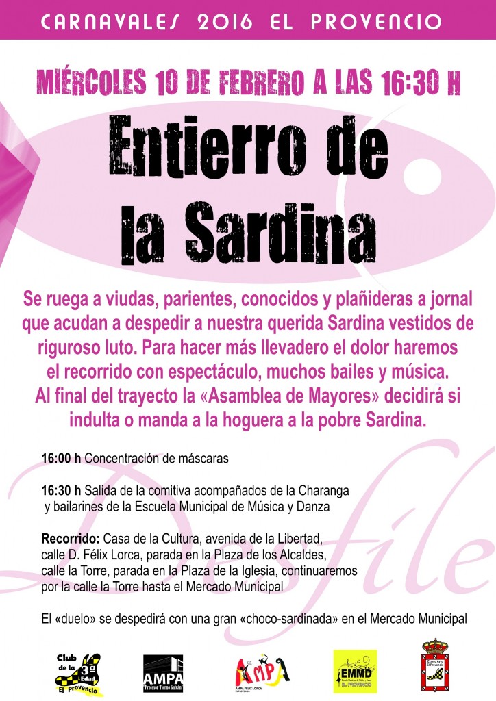 Mañana miércoles, a partir de las 16 horas, celebraremos nuestro tradicional «Entierro de la Sardina»