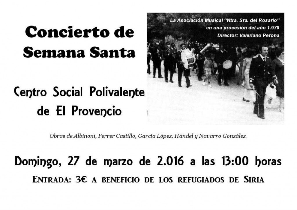 Concierto de Semana Santa a beneficio de los refugiados de Siria