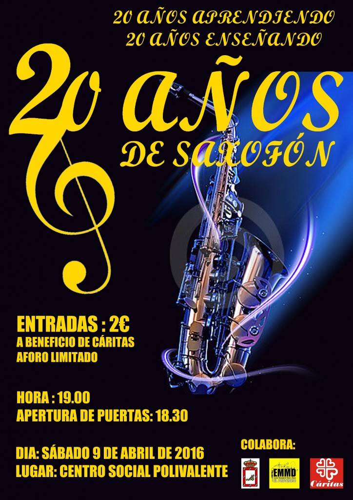Nuestra Escuela Municipal de Música y Danza nos presenta su concierto aniversario «20 años de saxofón»