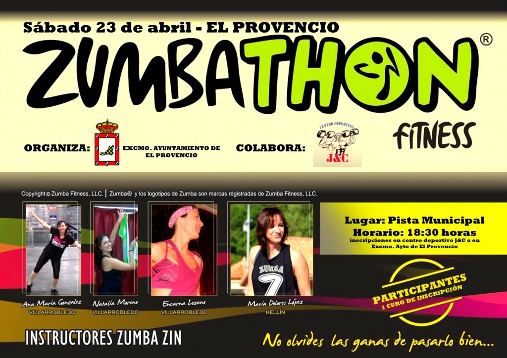 El sábado día 23 de abril, a las 18:30 horas en nuestra pista municipal, ¡gran ZUMBATHON en El Provencio!