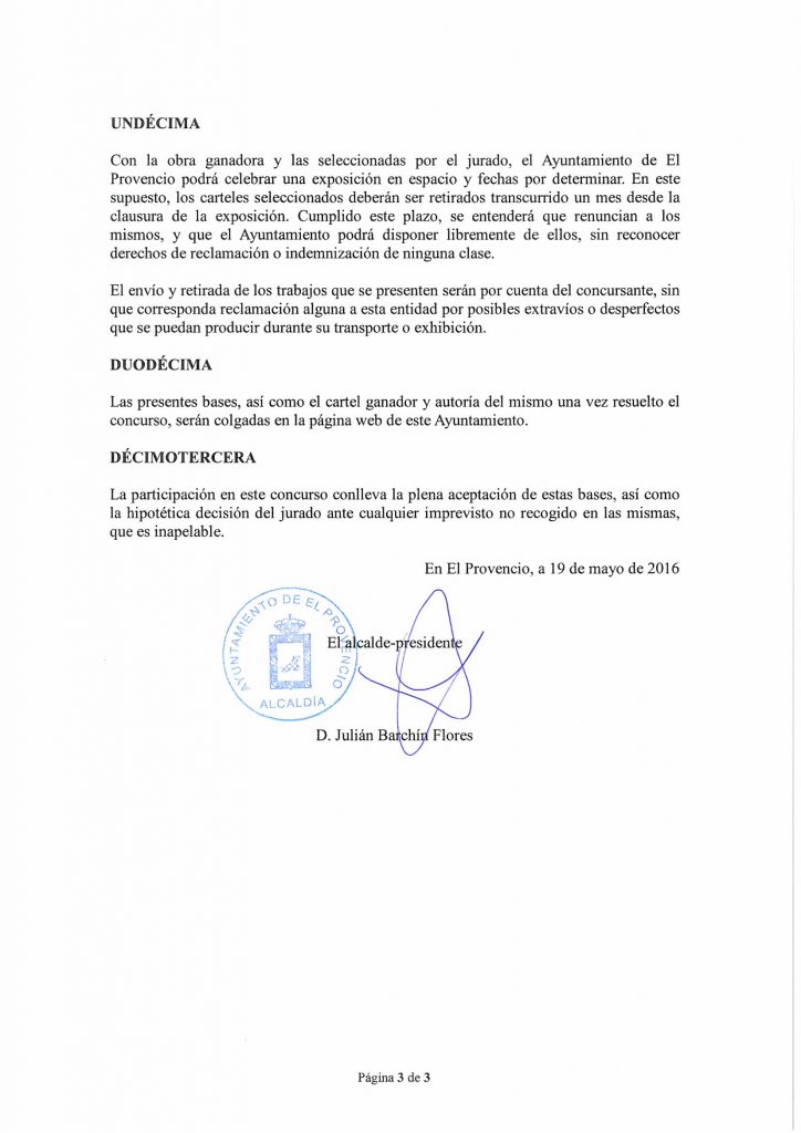 Concurso del cartel anunciador de la «Feria y fiestas 2016» de El Provencio