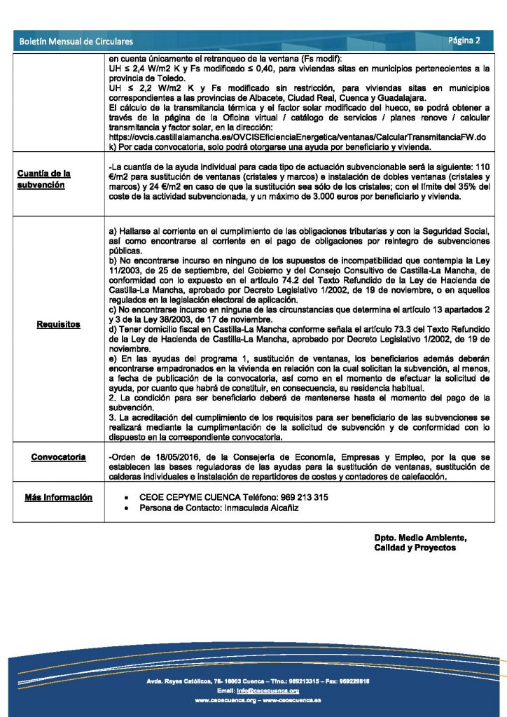 Bases reguladoras para la concesión de ayudas públicas destinadas a la sustitución de ventanas
