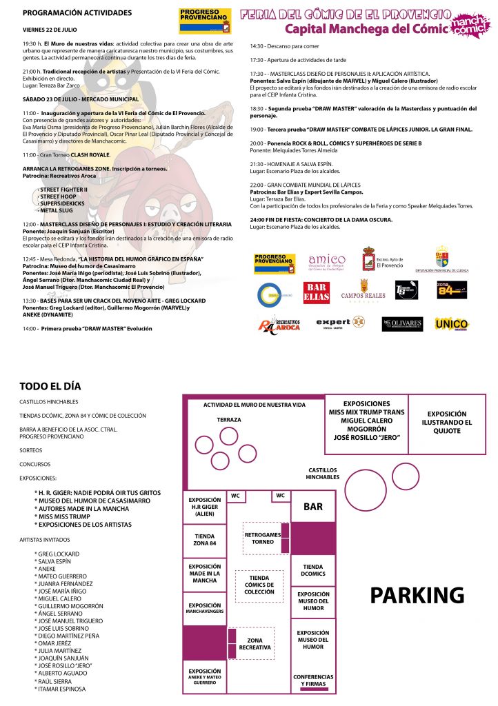 Programación de la VI FERIA DEL CÓMIC de El Provencio
