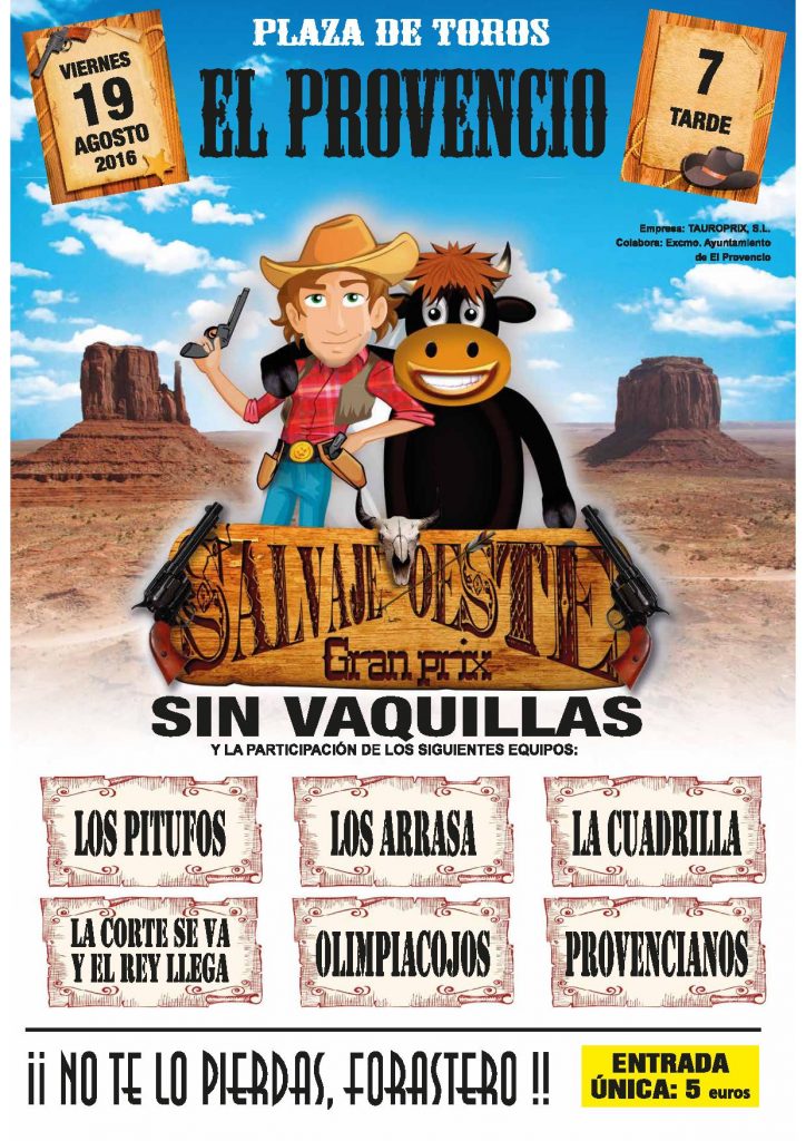 El próximo viernes día 19 de agosto, a las 19 horas, GRAN PRIX «SALVAJE OESTE»