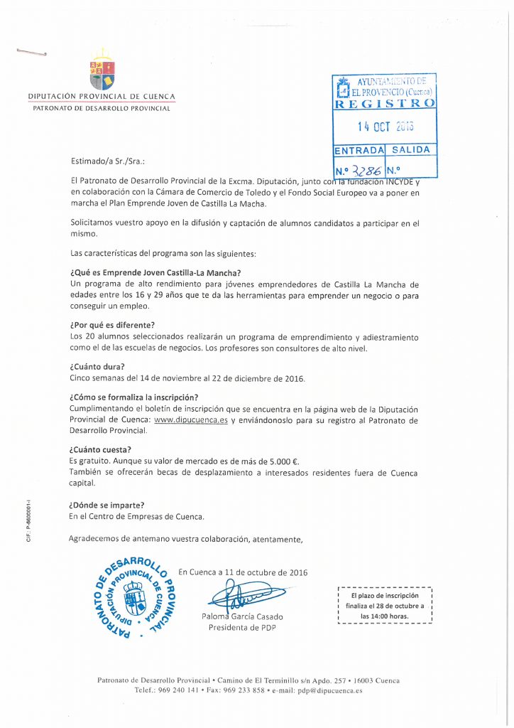 Abierto el plazo de inscripción para el PLAN EMPRENDE JOVEN de Castilla-La Mancha