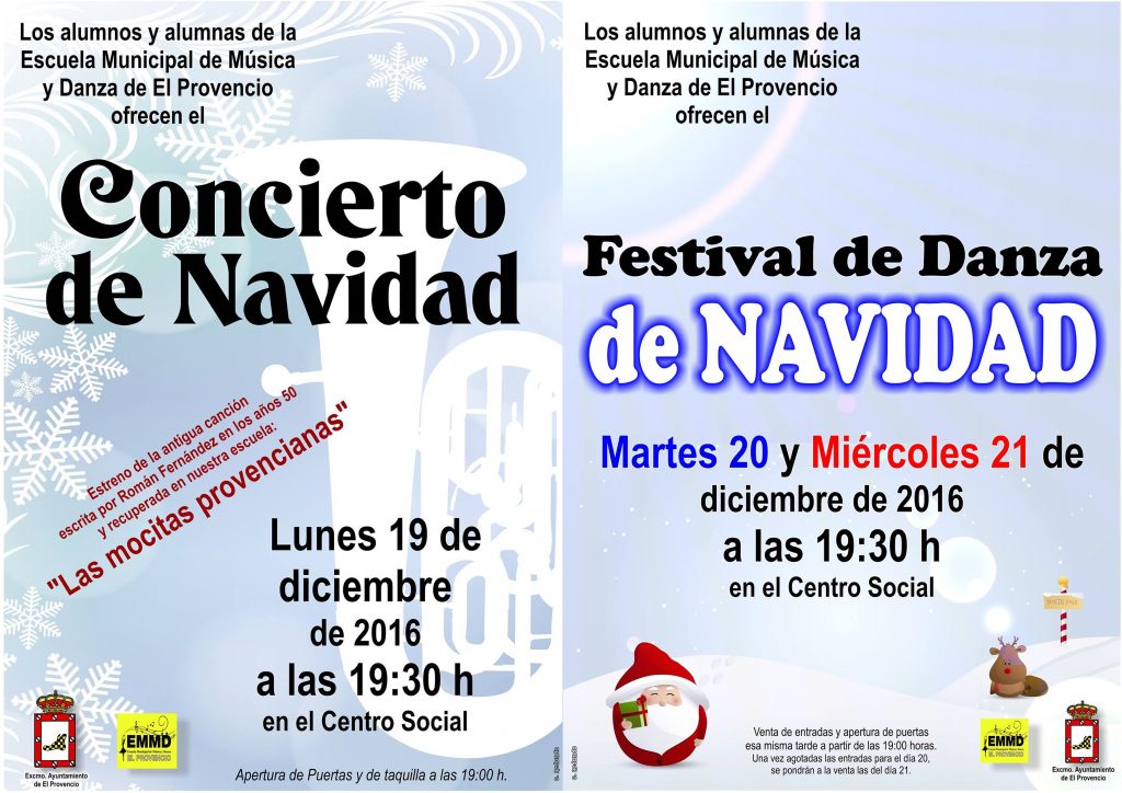 Programación navideña para el lunes día 19 y martes día 20 de diciembre
