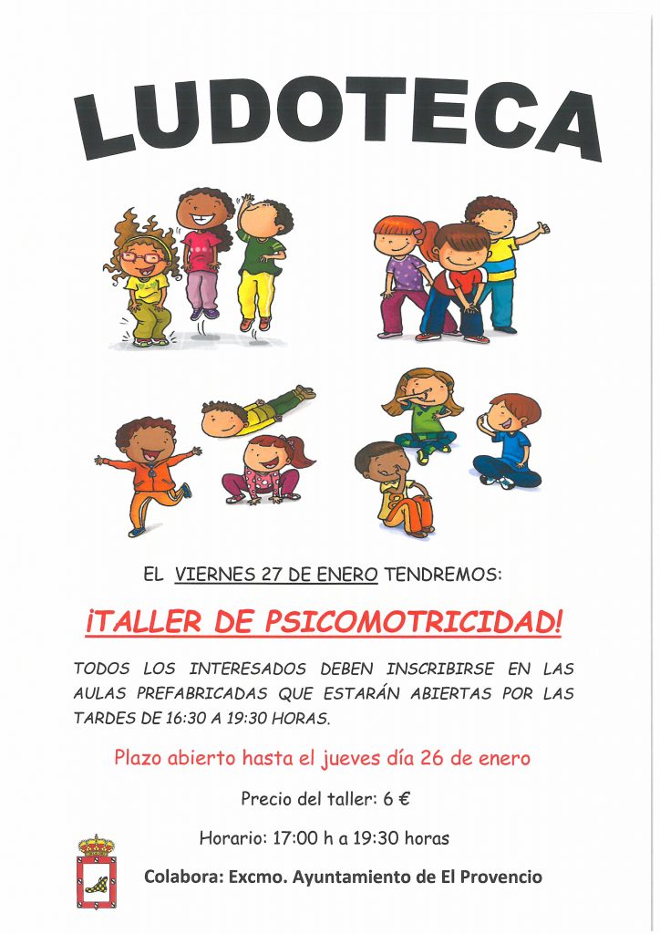 El próximo viernes día 27 de enero la ludoteca oferta el «TALLER DE PSICOMOTRICIDAD»