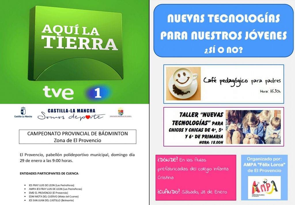 Recordatorio de los eventos que podremos disfrutar este fin de semana en El Provencio
