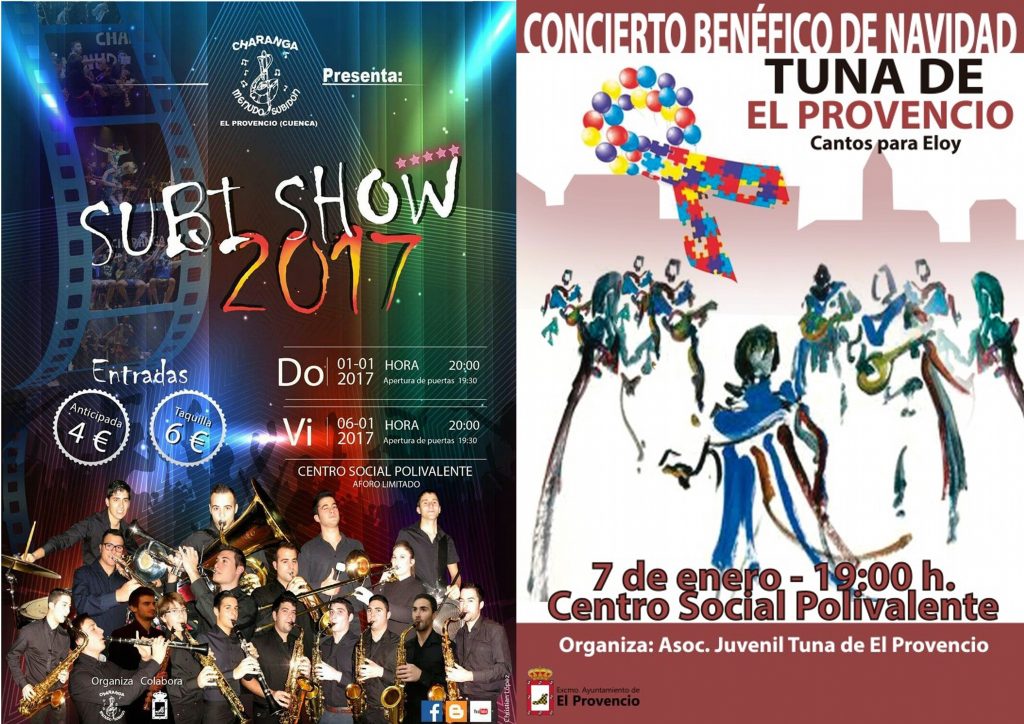 La CHARANGA MENUDO SUBIDÓN y la TUNA DE EL PROVENCIO cerrarán nuestra programación navideña 2016-2017