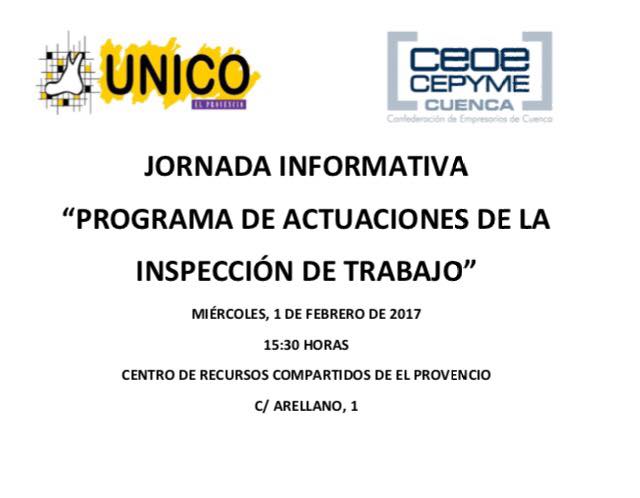 Jornada informativa sobre el PROGRAMA DE ACTUACIONES DE LA INSPECCIÓN DE TRABAJO en la provincia de Cuenca