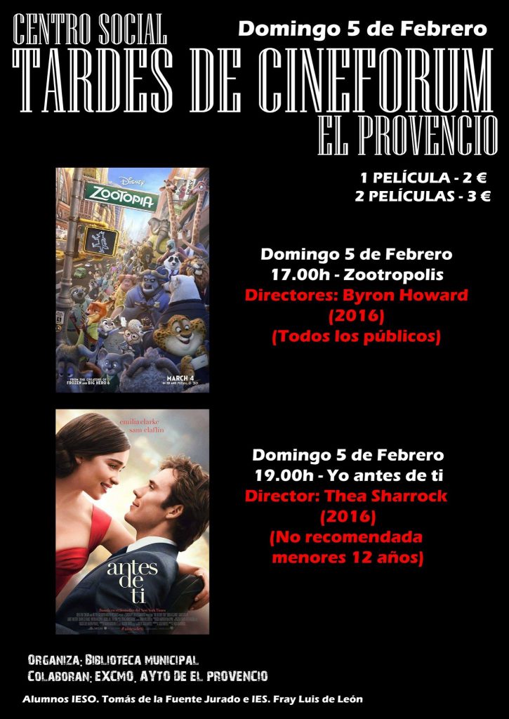 El próximo domingo día 5 de febrero continuamos con nuestras TARDES DE CINEFÓRUM