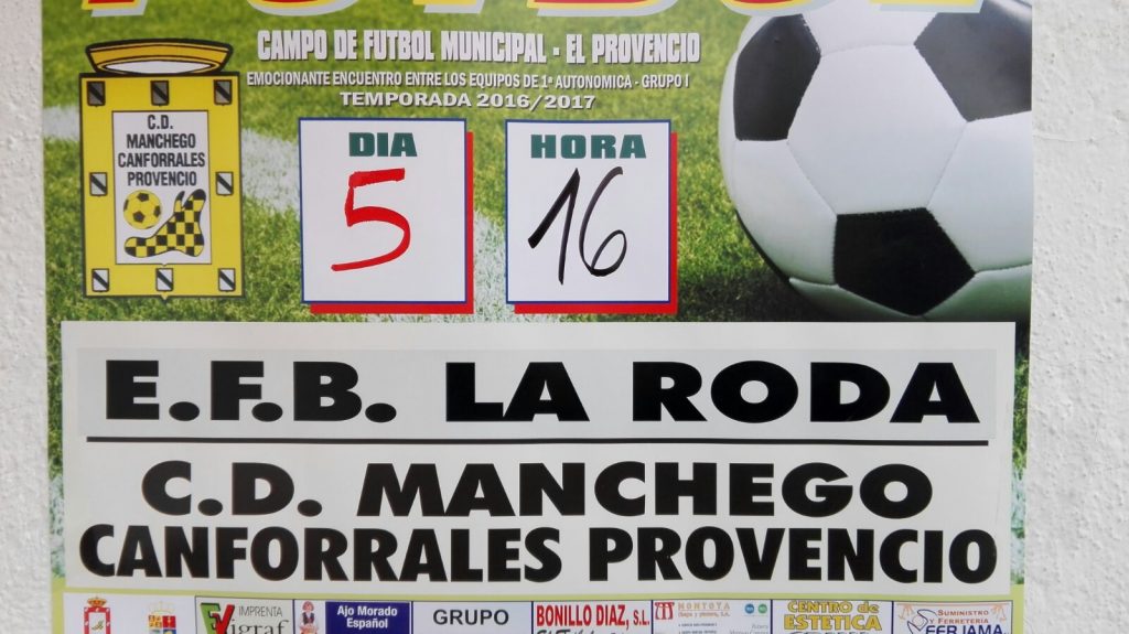 Este domingo día 5 de febrero, a las 16:00 horas, EFB LA RODA – CD MANCHEGO CANFORRALES PROVENCIO