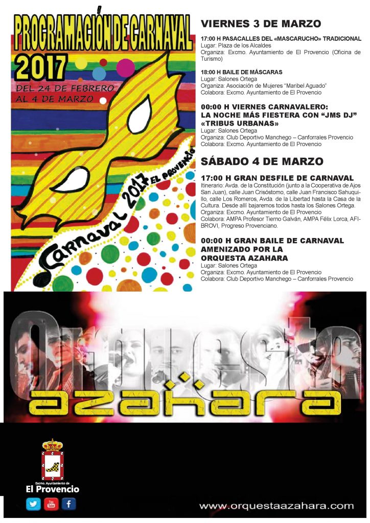Programación de Carnaval para este fin de semana en El Provencio
