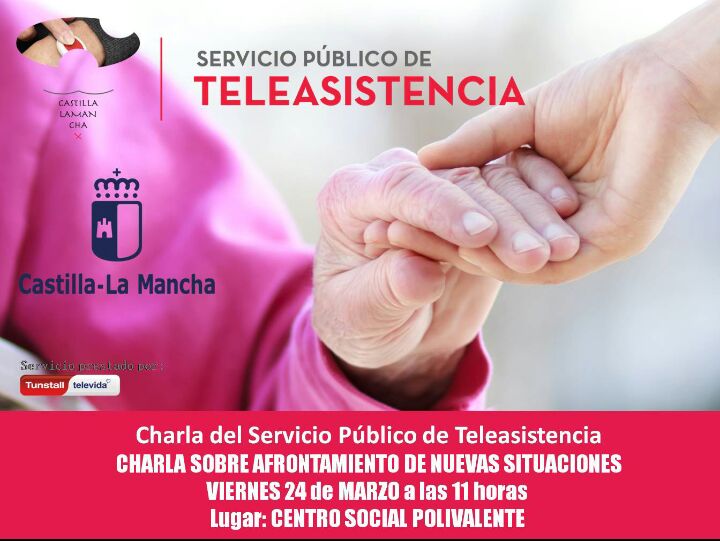 El próximo viernes día 24 de marzo a las 11:00 horas, charla ofrecida por el SERVICIO PÚBLICO DE TELEASISTENCIA