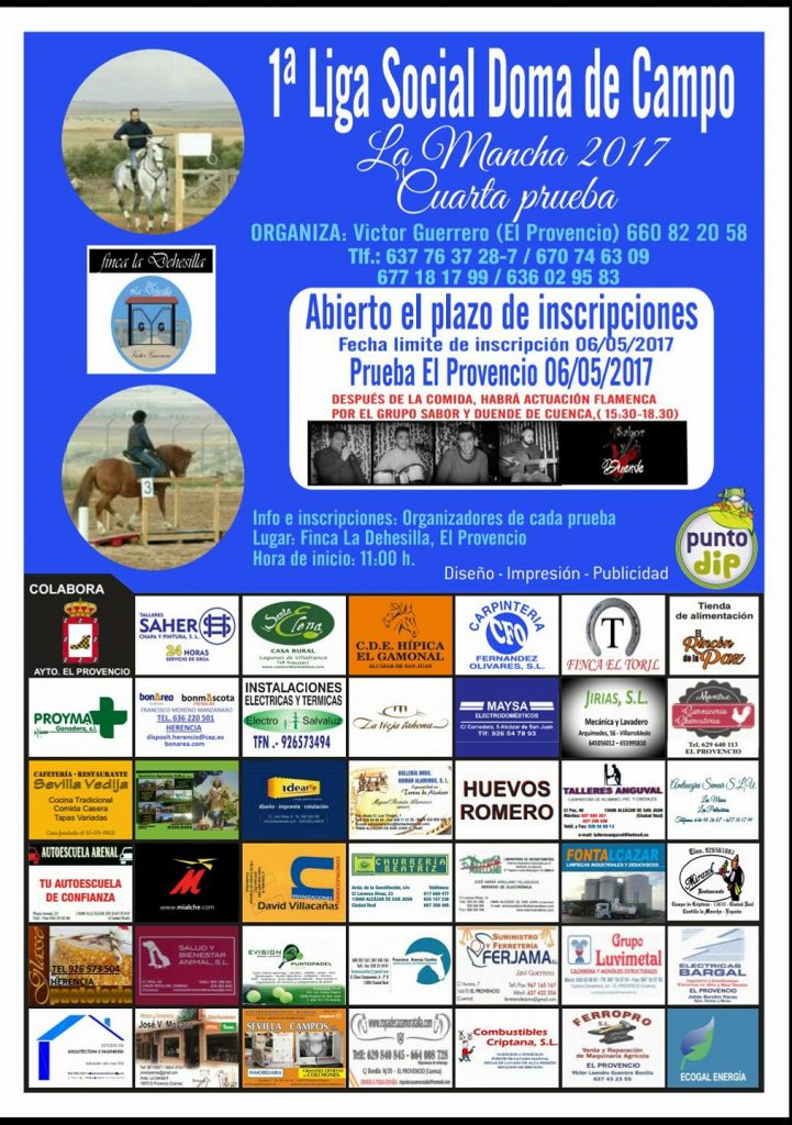 Finca La Dehesilla organiza la 4ª prueba de la 1ª LIGA SOCIAL DE DOMA DE CAMPO LA MANCHA 2017