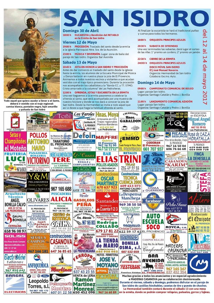 Programación con motivo de la festividad de San Isidro 2017