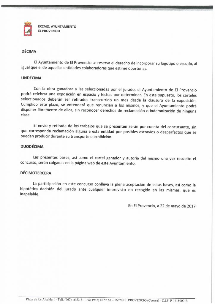 Publicadas las BASES PARA EL CONCURSO DEL CARTEL ANUNCIADOR DE LA FERIA Y FIESTAS 2017