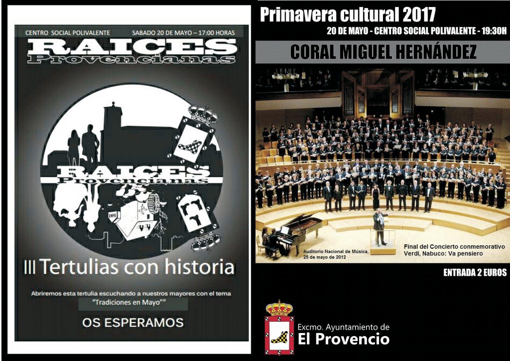 Programación para el sábado día 20 de mayo dentro de nuestra II PRIMAVERA CULTURAL 2017