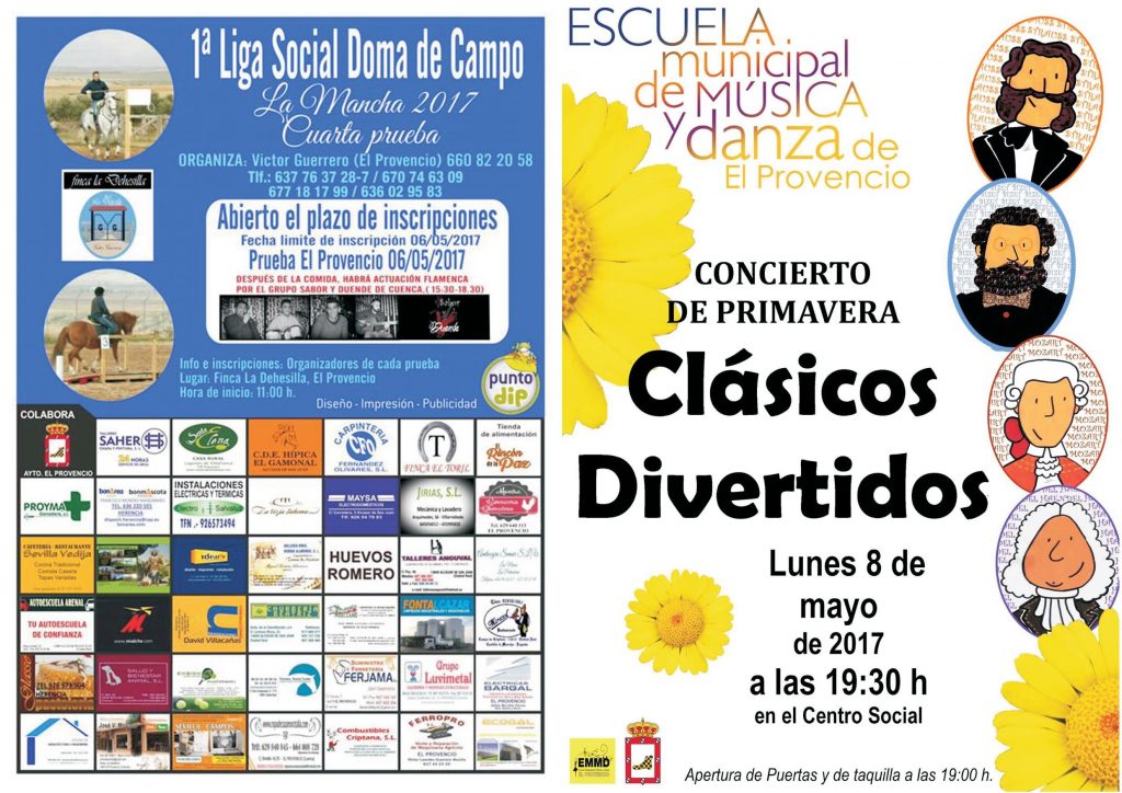 Programación para los días 6, 7 y 8 de mayo dentro de nuestra II PRIMAVERA CULTURAL 2017