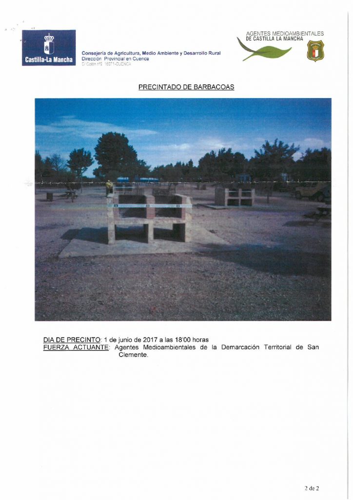 Precintado temporal de todas las barbacoas de la ermita de San Isidro por riesgo de incendio