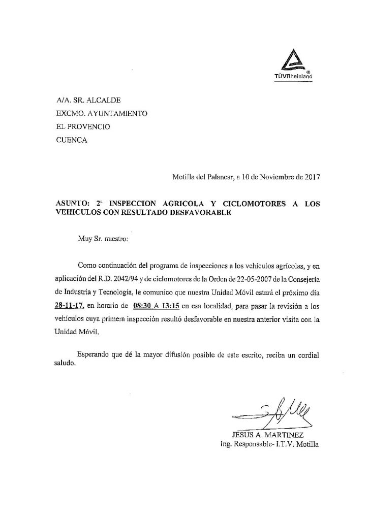 2ª inspección agrícola y de ciclomotores a los vehículos con resultado desfavorable