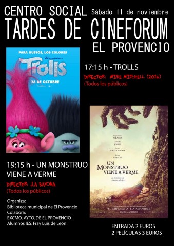 Mañana sábado día 11 de noviembre, TARDE DE CINEFÓRUM