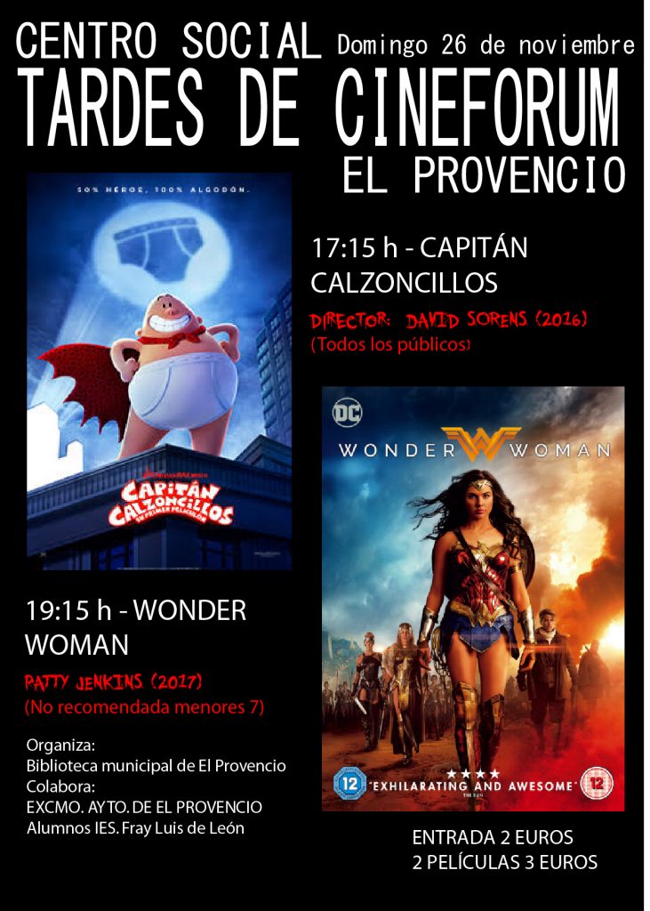 El próximo domingo día 26 de noviembre, TARDE DE CINEFÓRUM