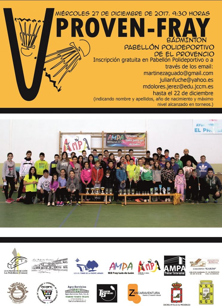 El V PROVEN-FRAY se celebrará el miércoles día 27 de diciembre, a partir de las 9:30 horas