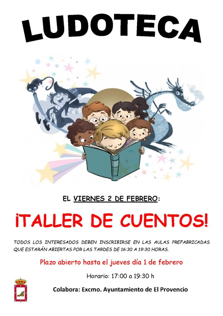 El próximo viernes día 2 de febrero la ludoteca oferta el «TALLER DE CUENTOS»