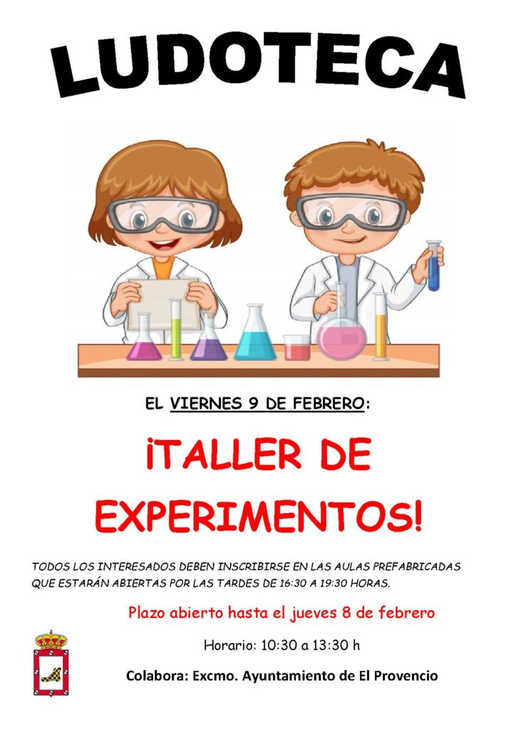 El próximo viernes día 9 de febrero la ludoteca oferta el «TALLER DE EXPERIMENTOS»