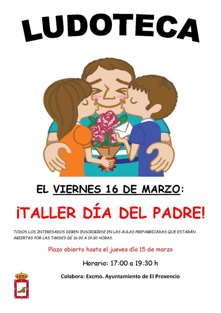 El próximo viernes día 16 de marzo la ludoteca oferta el «TALLER DÍA DEL PADRE»
