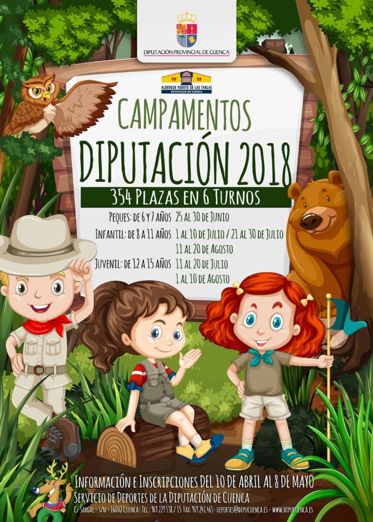 Abiertas las inscripciones para los CAMPAMENTOS DIPUTACIÓN 2018