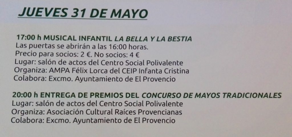 Programación cultural para mañana día 31 de mayo, Día de Castilla-La Mancha