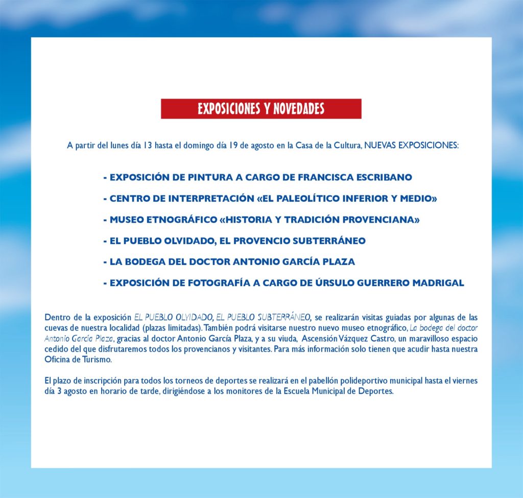 Programación de la «Feria y fiestas 2018» de El Provencio