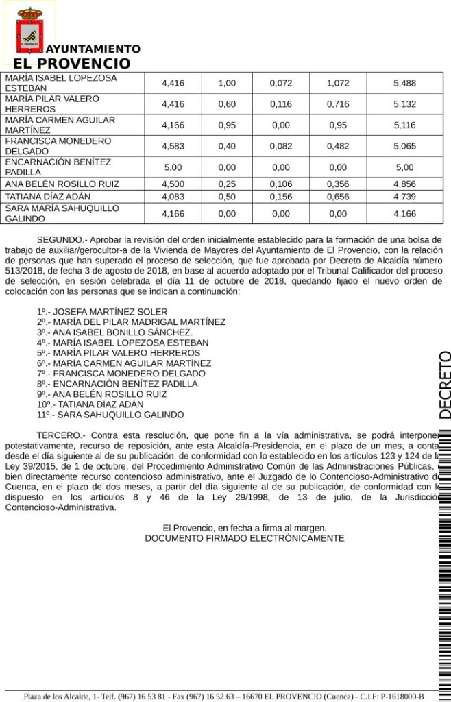 BOLSA DE TRABAJO AUXILIAR/GEROCULTOR
