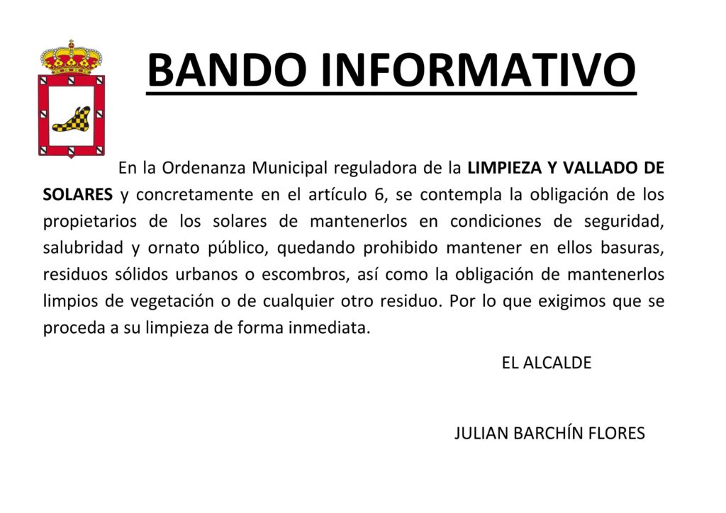 LIMPIEZA Y VALLADO DE SOLARES